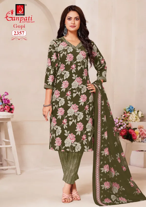 Ganpati Premium Cotton  Straight Kurti with Bottom & Dupatta | TS2265