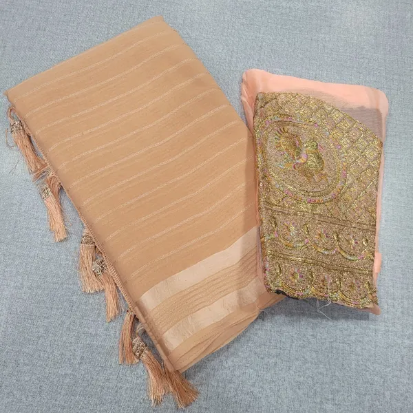 Fancy Plain Sarees with heavy work blouse | SR156