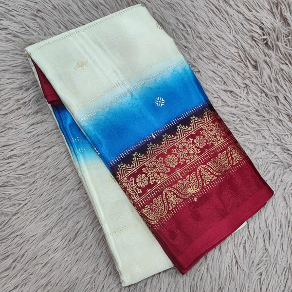 Soft Creap Saree with Contrast Border n Foil work | SR76 