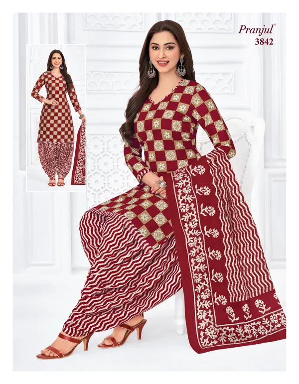 Pranjul Premium Cotton Stright Top Patiyala Bottom with Dupatta | SW3842