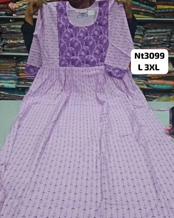 Full Hand Premium Frock Style Nighty } NT3099