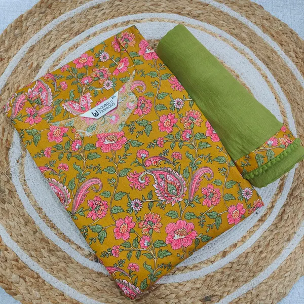 Pure Cotton Full Hand Anarkali Kurti with Dupatta | KS1276