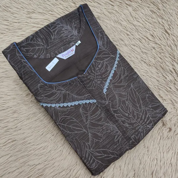 Premium Rayon Nighty with Lace & Zip | NT3665