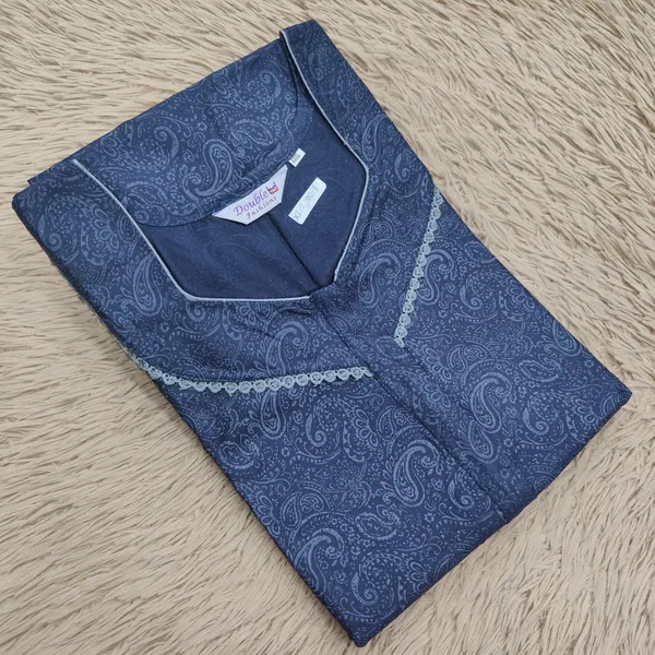 Premium Rayon Nighty with Lace & Zip | NT3660