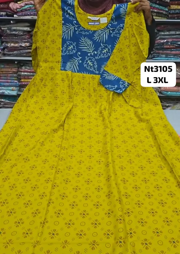 Full Hand Premium Frock Style Nighty } NT3105