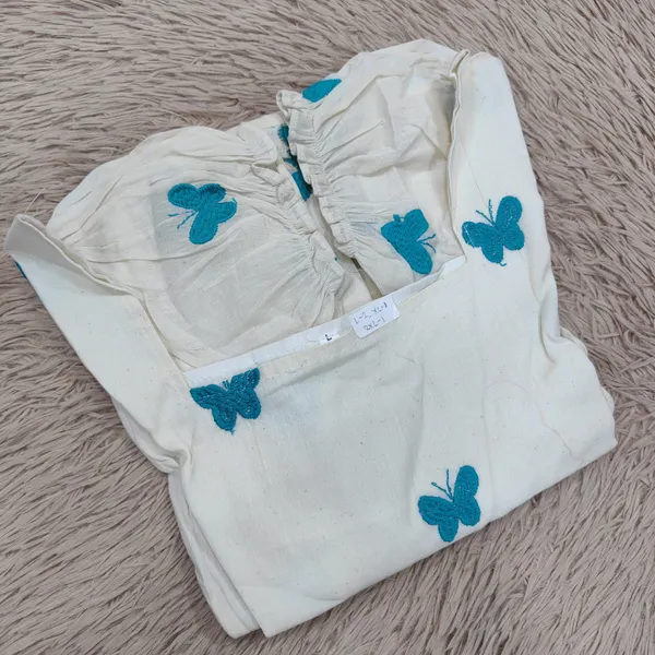 Mul Cotton Puff sleeve butterfly frock | W67