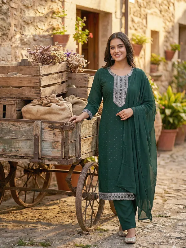 Roman Silk Straight Top Bottom Dupatta Set | TS2976