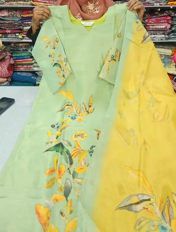 Shimmer Silk Straight Top with Dupatta | SK30