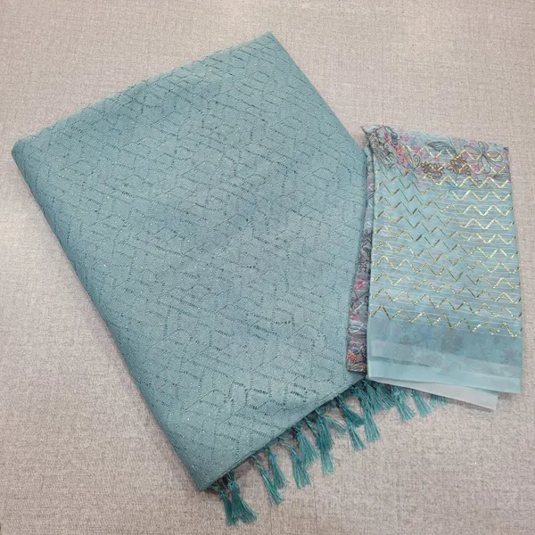 Heavy neted Saree with Contrast blouse | SR173