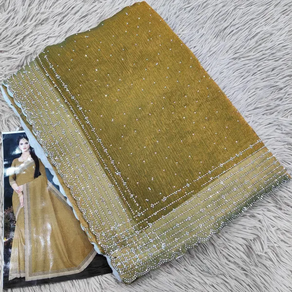 Space Silk Plain Saree With heavy Stone Work|SR31