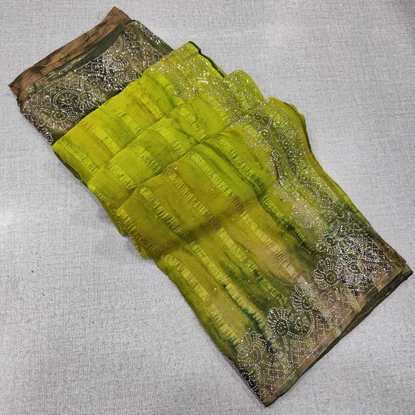 Popcorn Bandhej Style Saree with Stone Work | SR78