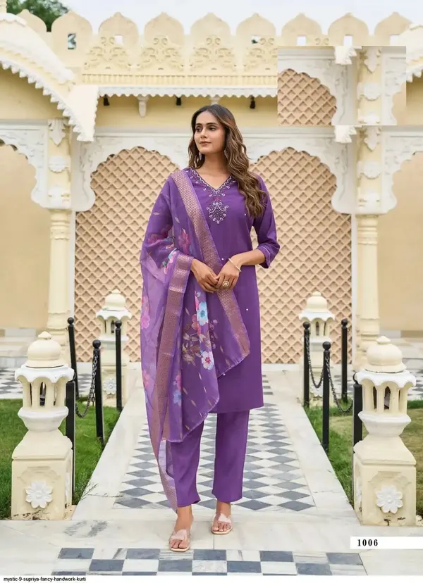 Premium Heavy Silk Handwork Suit Set with Chanderi Digital Zari Dupatta | TS2184