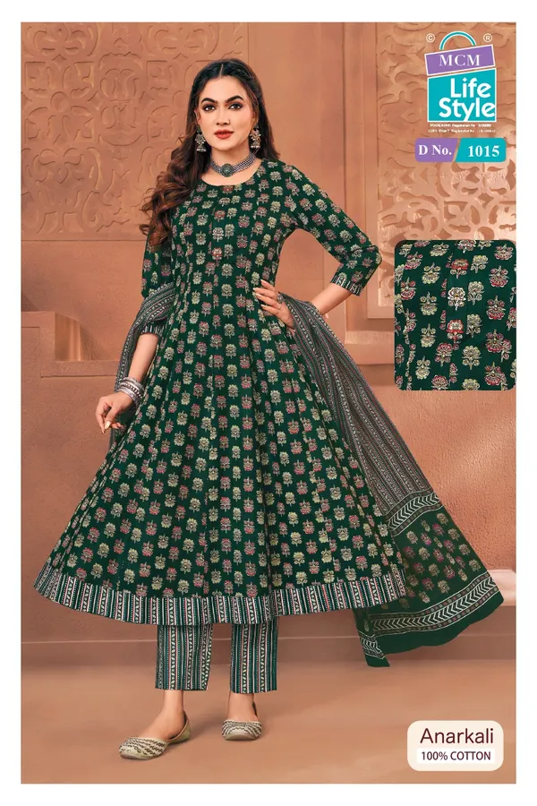Premium Cotton Panel Anarkali Top Bottom & Dupatta | MC1015