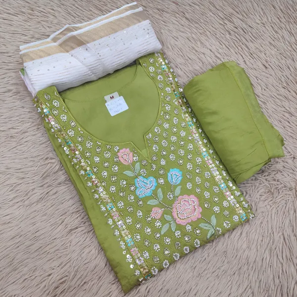 Premium Top Bottom Dupatta Set – Kolkata Style Handwork  | TS2205