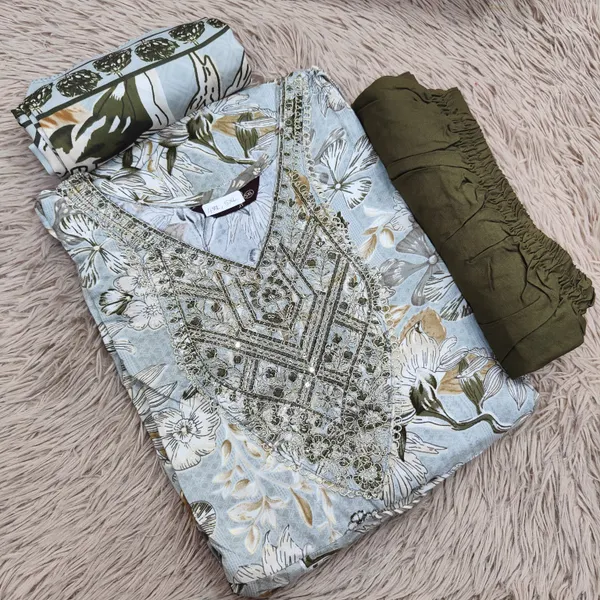Premium Rayon Long Anarkali Top Bottom Dupatta Set | TS2066