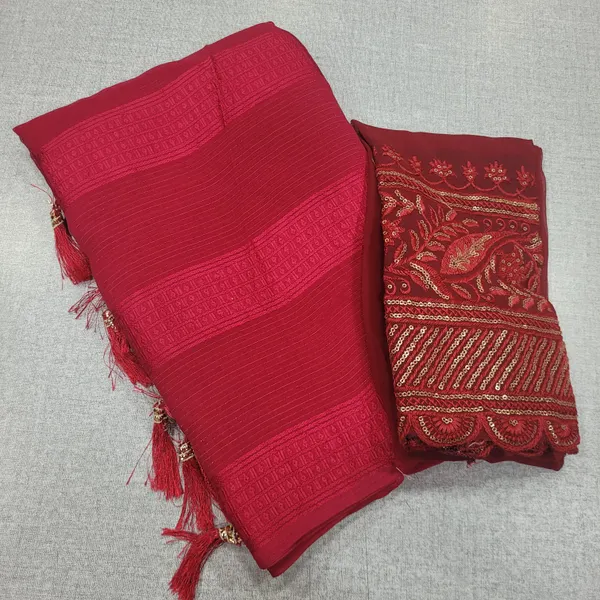 Fancy Plain Sarees with heavy work blouse | SR153