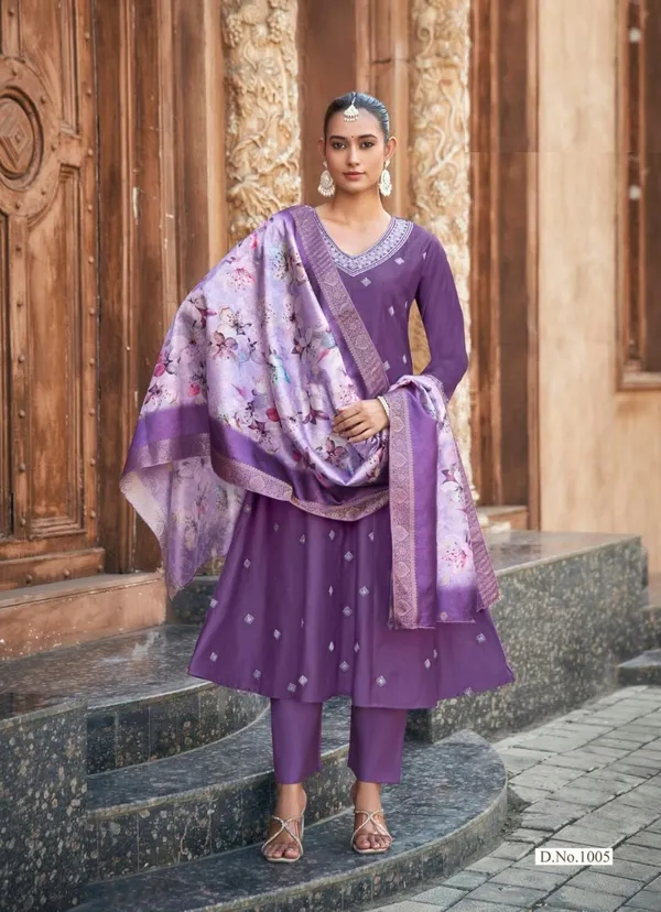Heavy Gadhwal Dyed A-Line Top Bottom Dupatta Set | TS3651