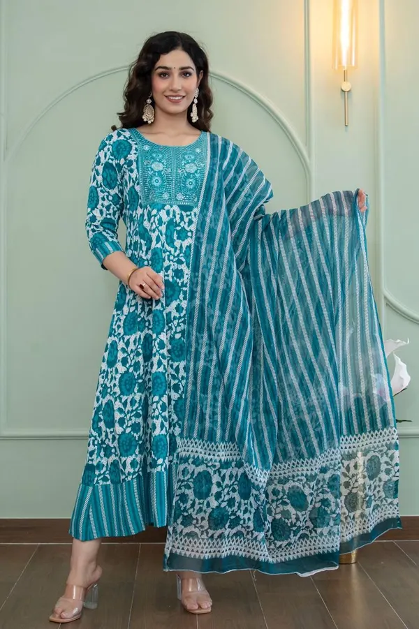 Premium Rayon Anarkali Kurti with Dupatta | KS969