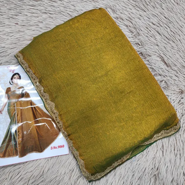 Premium Space Silk Plain Saree with Beads Work Border | SR39