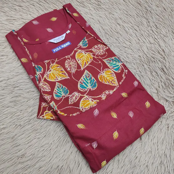 Premium Cotton Frock Style Nighty with Adjustable Rope & Side Pocket | NT3293