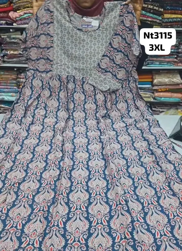 Full Hand Premium Frock Style Nighty } NT3115