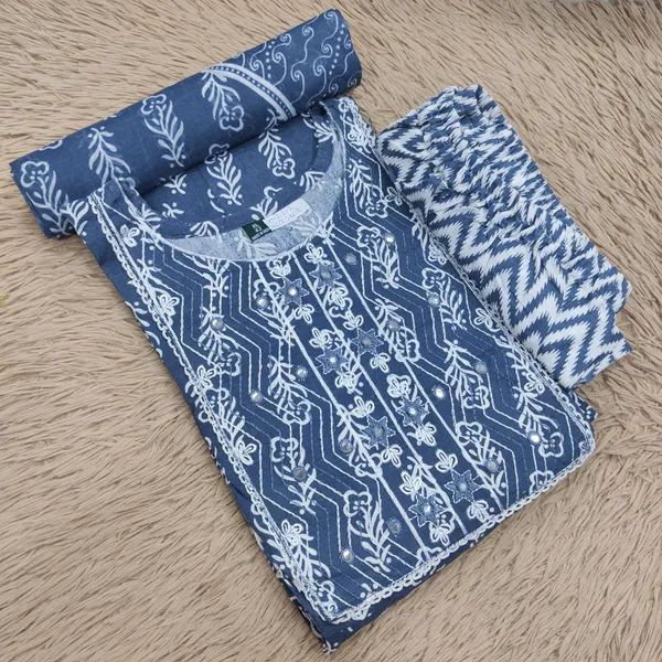 Cotton Anarkali Top Bottom Dupatta Set | TS3031