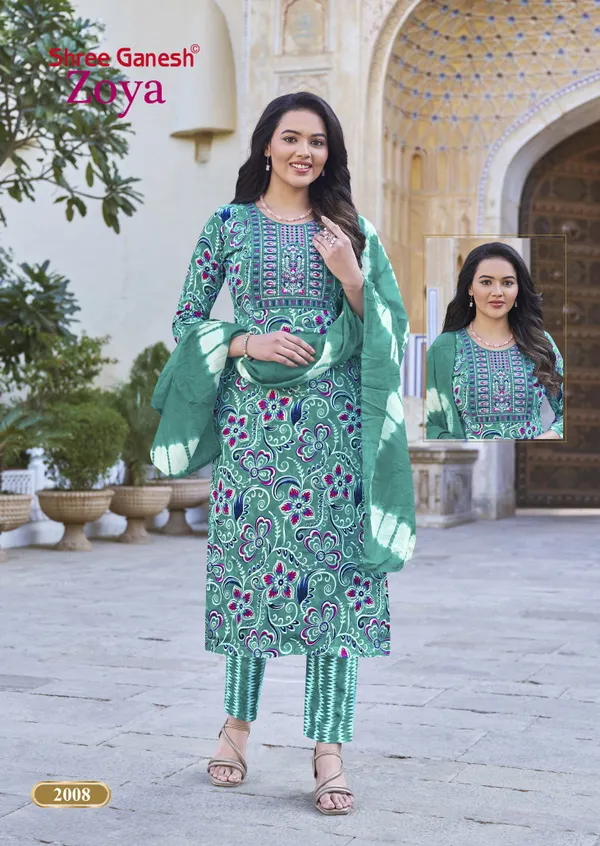 Rayon Straight Top Bottom Dupatta Set | SG2008