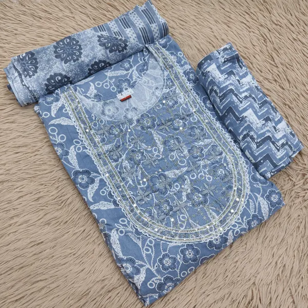 Cotton Anarkali Top Bottom Dupatta Set | TS3042