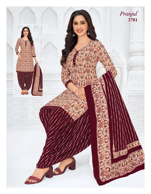 Pranjul Premium Cotton Stright Top patiyala Bottom with Dupatta | SW3781