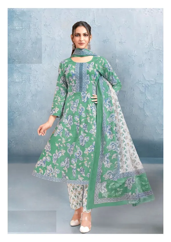 Pure Cotton Anarkali Kurti Set with Bottom & Dupatta | TS2298