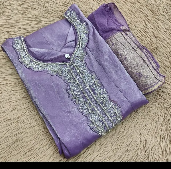 Premium Glass Roman Long Panel Anarkali with Dupatta | KS1185