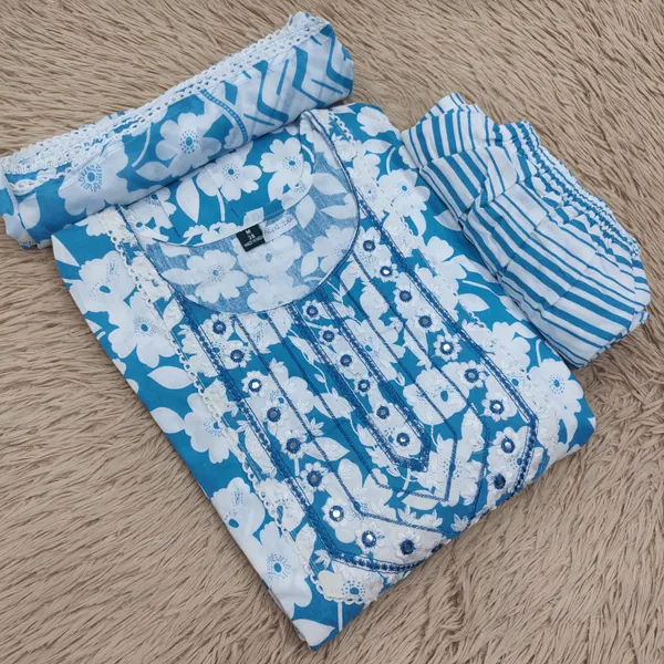 Cotton Anarkali Top Bottom Dupatta Set | TS3030