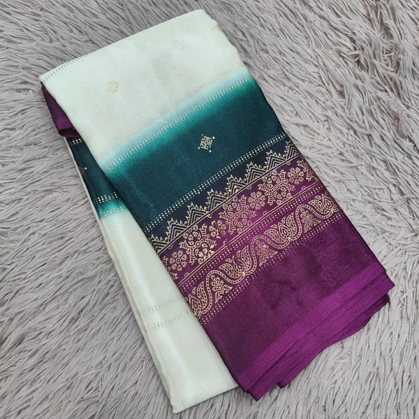 Soft Creap Saree with Contrast Border n Foil work | SR76 