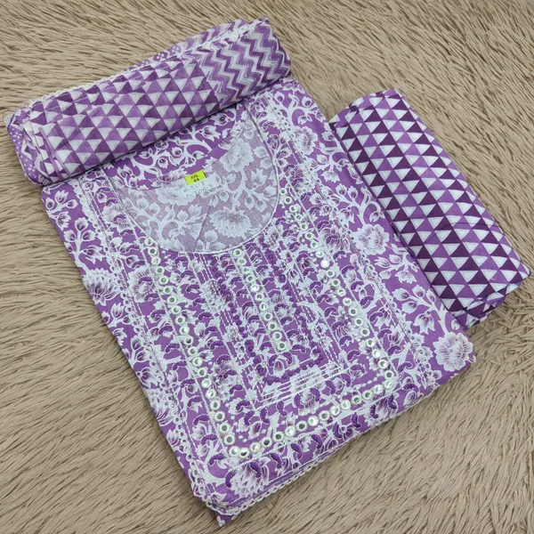 Cotton Anarkali Top Bottom Dupatta Set | TS3037