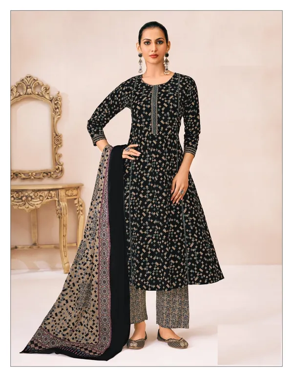 Pure Cotton ALine Top Bottom Dupatta set | TS2345