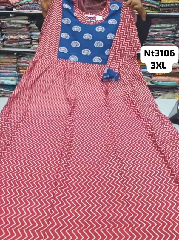 Full Hand Premium Frock Style Nighty } NT3106