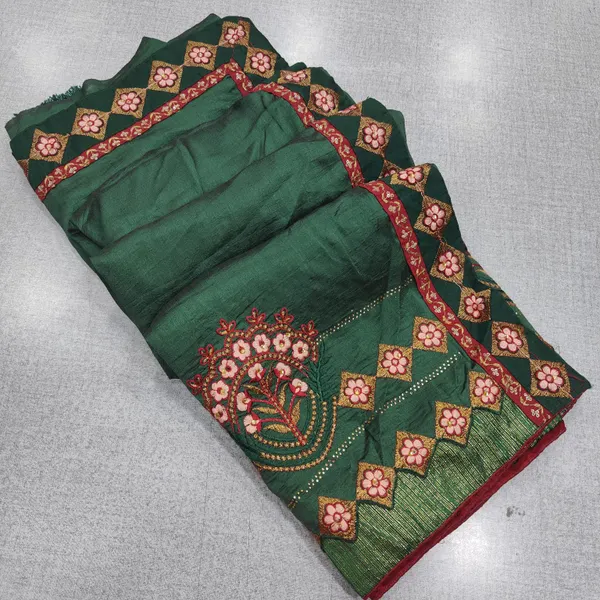 Vichitra Silk embroidery border saree | SR283