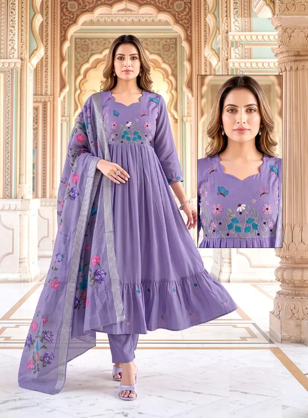 Roman Cotton Umbrella Top Bottom Dupatta | TS3773