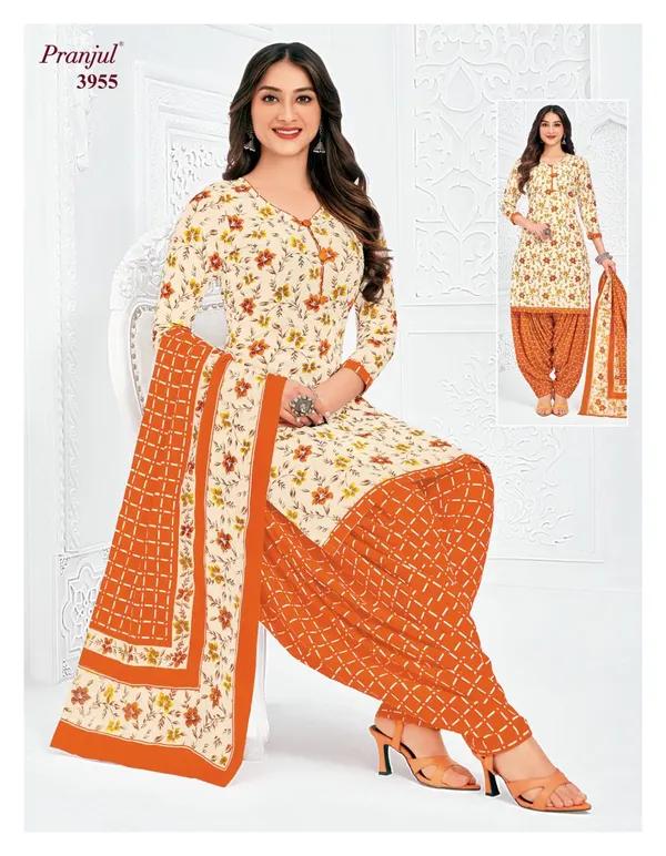 Pranjul Premium Cotton Stright Top Patiyala Bottom with Dupatta | SW3955