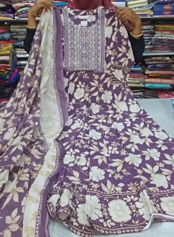 Rayon Anarkali Kurti with Dupatta set | KS981