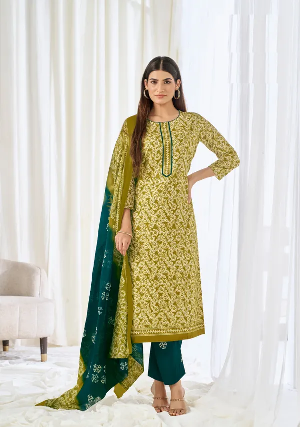 Pure Cotton Salwar Set Straight Pant & Dupatta | TS2539