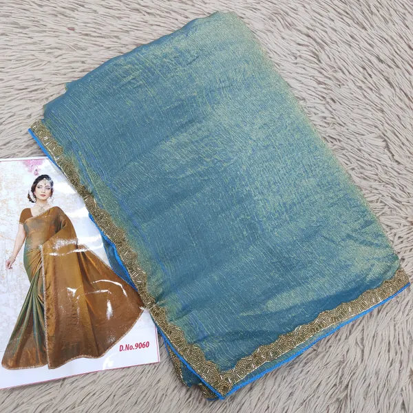 Premium Space Silk Plain Saree with Beads Work Border | SR39