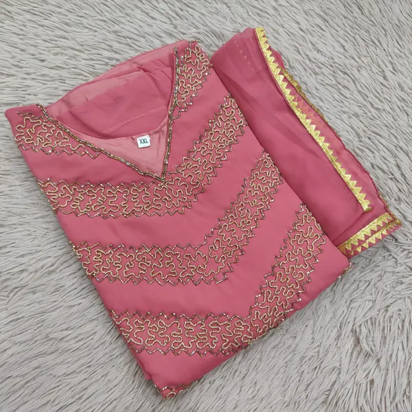 Heavy Handwork Long Anarkali Kurti with Dupatta | KS1222