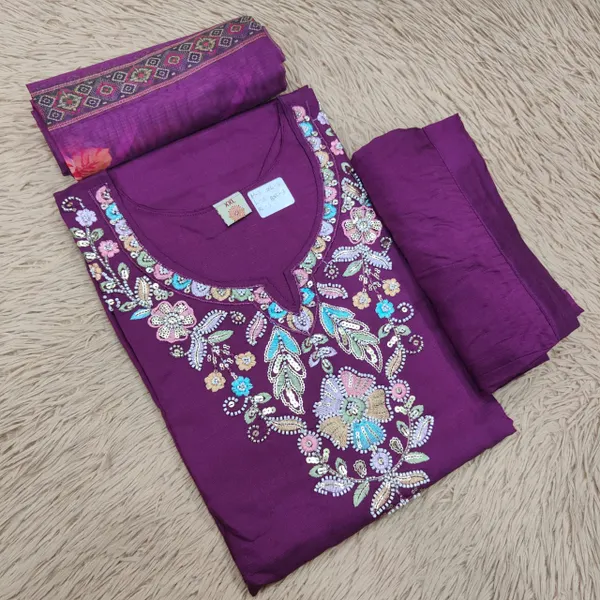 Premium Top Bottom Dupatta Set – Kolkata Style Handwork  | TS2198
