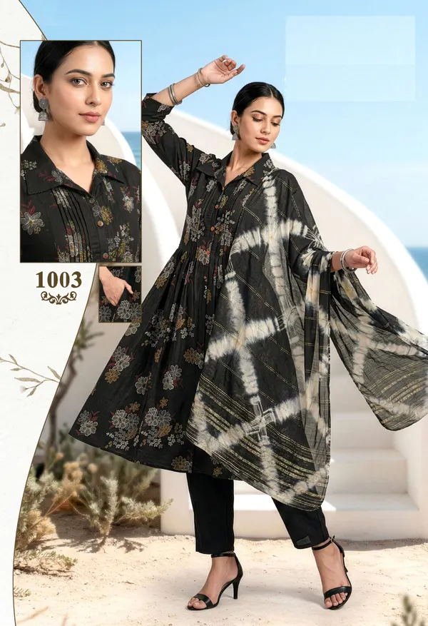 Premium Vatican Anarkali Top Bottom Dupatta Set | TS3064