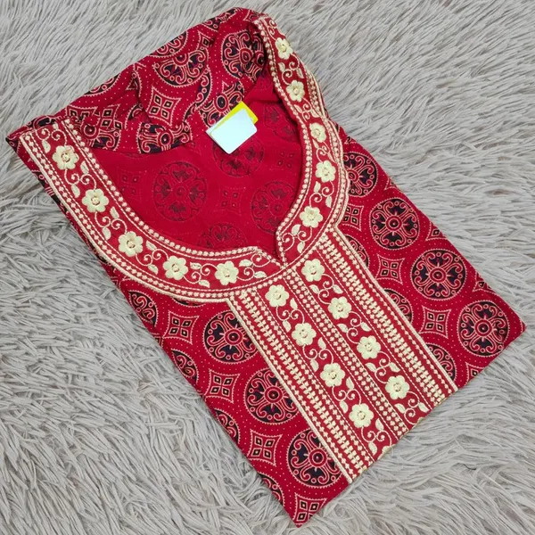 Ajrak Cotton | Embroidery Nighty | NT1387