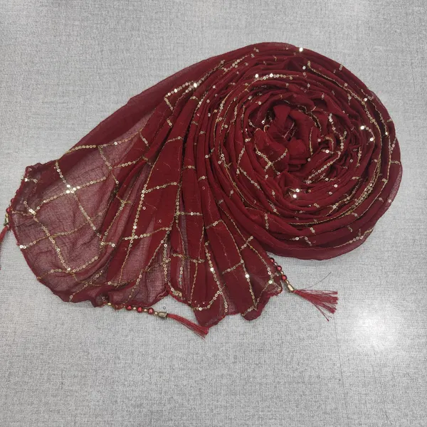 Soft marble Chiffon 2mtr Sequin Shawl | SQ08