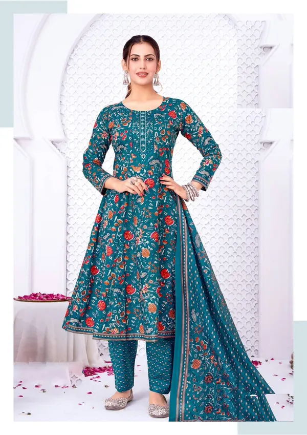 PURE COTTON ANARKALI TOP BOTTOM DUPATTA | TS3612