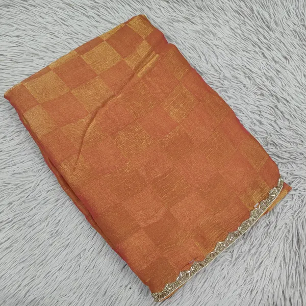 Premium Fendy Silk Saree with Dusky Checks & Cut Dana Work | SR85