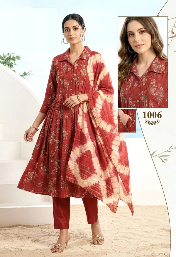 Premium Vatican Anarkali Top Bottom Dupatta Set | TS3067